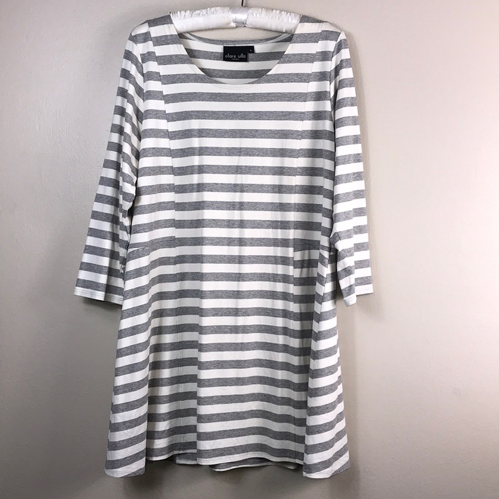 Olars Ulla Sweden grey and white dress size Large